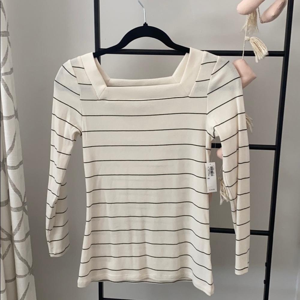Ivory Striped Sweater Top
